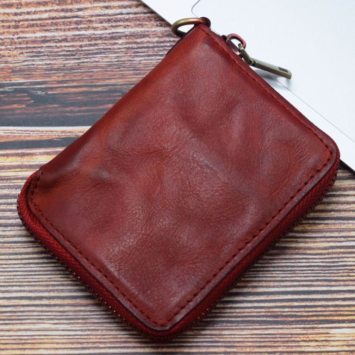 top-japanese-mens-retro-short-zipper-wallet-amazon-supply-multi-functional-vegetable-tanned-leather-wallet-vertical-wallet-tide