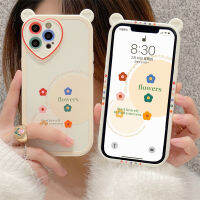 For 11 12 13 Pro Max XR Xs Max 7 8 Plus Phone Case Simple Bear Ears Floral Love Protect The Sweet Silicone Cover