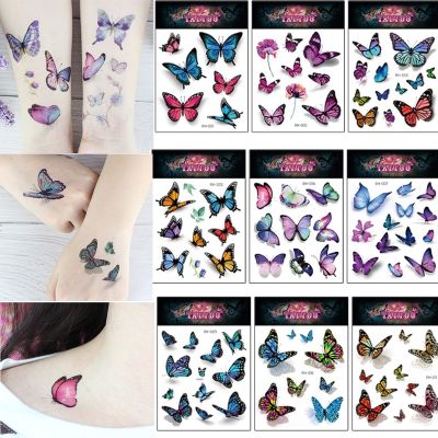 【YF】 1 Pc Butterfly 3D Temporary Tattoo Sticker for Women Girls Body Art Flash Stickers Waterproof Tatoo 52 Style