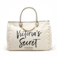 [พร้อมส่ง] Victorias Secret กระเป๋าโท้ท ผ้าแคนวาส ขนาดใหญ่ พร้อมกระดุม