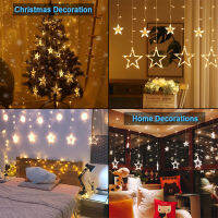 Hot Christmas Fairy ไฟ Festoon Led String ไฟ Star Garland บนผ้าม่านหน้าต่างตกแต่งต้นไม้ในร่มฮาโลวีนงานแต่งงาน Light