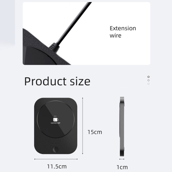 2023newจานอุ่นแก้วพร้อมอุ่นแก้วเครื่องอุ่นแก้วกาแฟปิดอัตโนมัติ8ชม-สำหรับโต๊ะทำงานที่ปรับอุณหภูมิได้3ระดับ