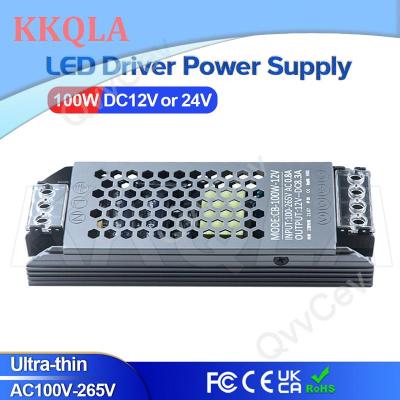 QKKQLA 100W DC12V/24V Ultra Thin LED Power Supply Lighting Transformers Adapter Switch 100W AC110-265V For LED Strips