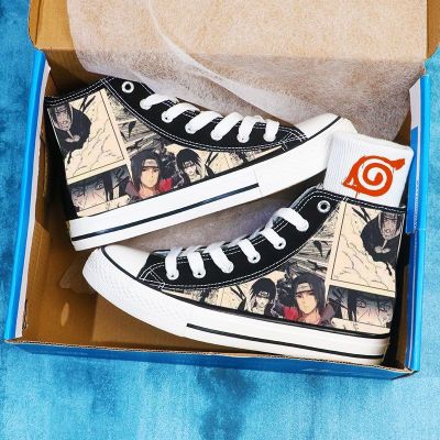 Spot parcel post Itachi Uchiha Naruto New Japanese Anime High-Top Breathable Canvas Shoes for Male and Female Students Couple Sneakers