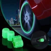 Fluorescent Car Tire Valve Caps Luminous Stem Caps 4 Pack Tire Valves Caps,Universal Handmade Rhinestones Stem Cover Illuminated Valves Nozzles Car Accessories