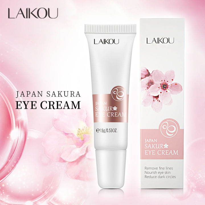 laikou-japan-sakura-eye-cream-15g-ลดถุงใต้ตา-ความหมองคล้ำ-ต่อต้านริ้วรอย-อาการบวม-บำรุงรอบดวงตา