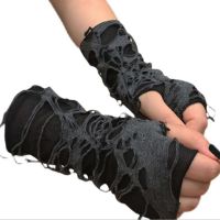 【ขายร้อน】 XueHua❉ U Nisex เซ็กซี่โกธิคสีดำ Fingerless ถุงมือยาวสำหรับผู้หญิงผู้ชายฮาโลวีนถุงมือถุงมือ C Lubwear เต้นรำเครื่องแต่งกายคอสเพลย์