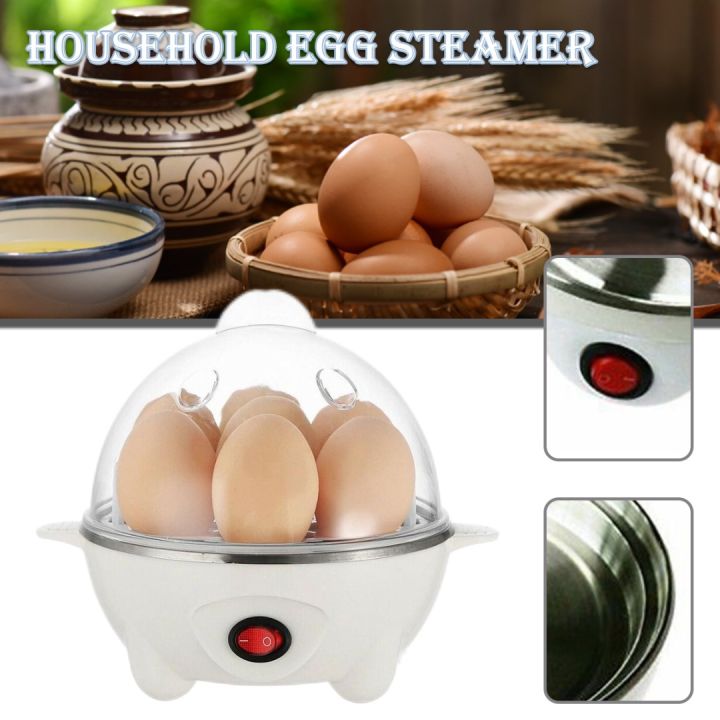 7 Egg Capacity w/ Auto-Off Hard-Boiled Egg Maker Electric Egg Cooker Boiler, Size: 19.5, White