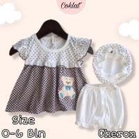 Cheron 22695ชุดเดรสสำหรับเด็กทารกแรกเกิด,ชุดเดรส Baju Bayi Perempuan เด็กผู้หญิงชุดเดรสผ้าคอตตอนใส่ไปพักผ่อนสีน้ำตาลขาว