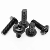 ♧ 5/50 PWM DIN967 M2 M2.5 M3 M4 M5 M6 Black 304 Stainless Steel Cross Round Phillips Pan Head With Washer Padded Collar Screw Bolt