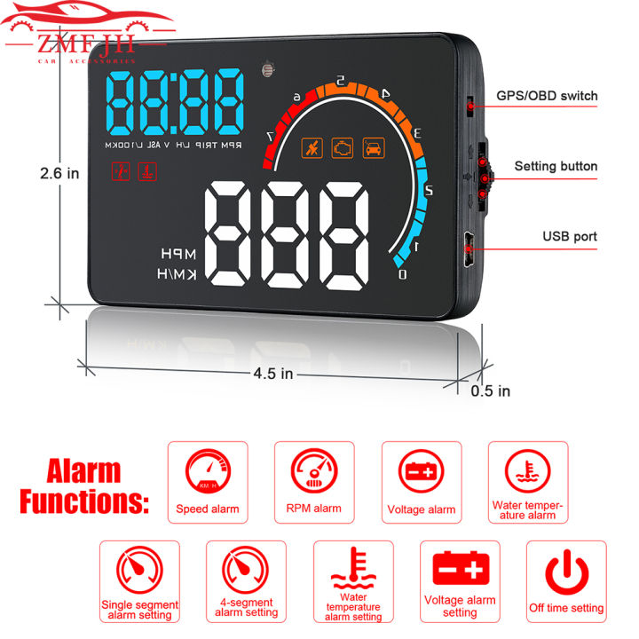 d2500-head-up-display-รถ-rpm-hud-จอแสดงผล-obd2-gps-hud-projector-speedmeter-เครื่องตรวจจับรถยนต์นาฬิกาปลุกอุณหภูมิน้ำ-security