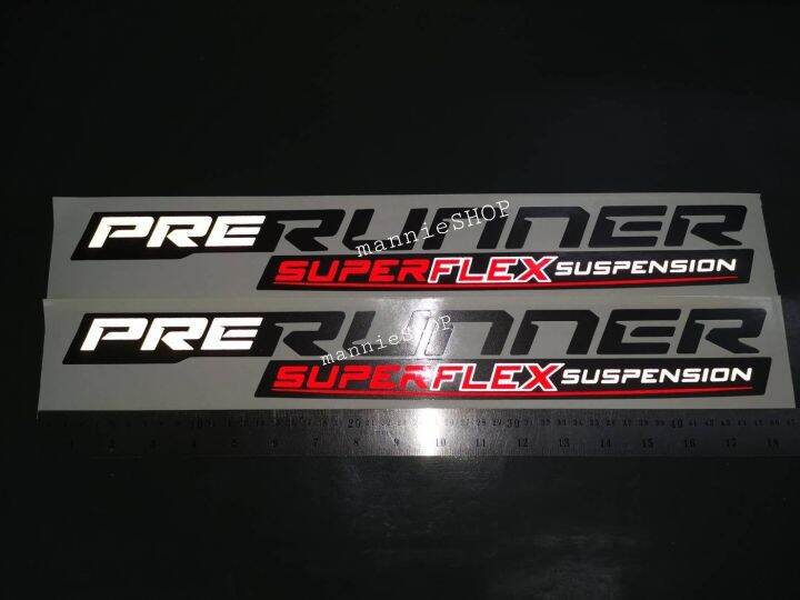 สติ๊กเกอร์งานสกรีน-คำว่า-prerunner-super-flex-suspension-ติดข้างท้ายรถกระบะ-toyota-revo-sticker-โตโยต้า-รีโว้-2021-ติดรถ-แต่งรถ-กระบะ