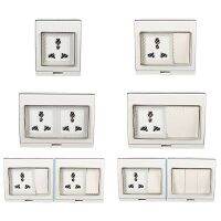 White AU UK EU US Universal Waterproof Wall Socket Kitchen Outdoor Anti-UV Surface mounted Germany France Power Outlet 16A 250V Power Points  Switches