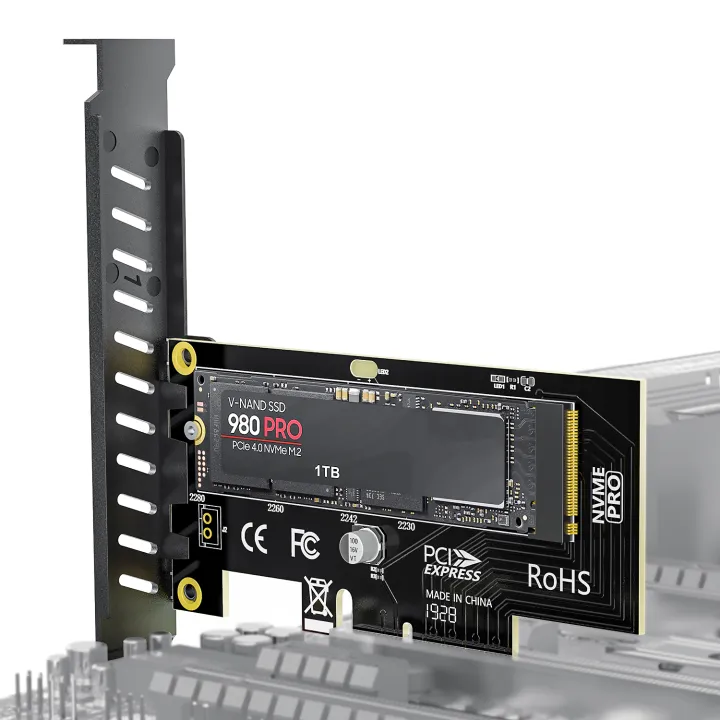 AMPCOM, Thẻ Chuyển Đổi  NVME SSD Sang PCIe , 64Gbps SSD  X4  Adapter Cho Máy Tính Để Bàn PC , PCI-E GEN4 Tốc Độ Đầy Đủ 