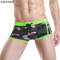 GANYANR Brand Men Swimwear Shorts Boxer sexy Mens Swimsuits Designed Beachwear Sea Surf Gay Penis Pouch Swim Trunks 2017 Bulge Swimwear