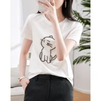 COD dsdgfhgfsdsss White round neck short sleeve t-shirt womens summer New Design half sleeve casual top