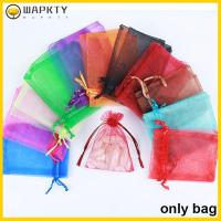 WAPKTY 50pcs 9x12cm สีสัน งานสังสรรค์ งานแต่งงาน บรรจุภัณฑ์ กระเป๋าเครื่องประดับ เชียร์ Organza ถุงของขวัญ