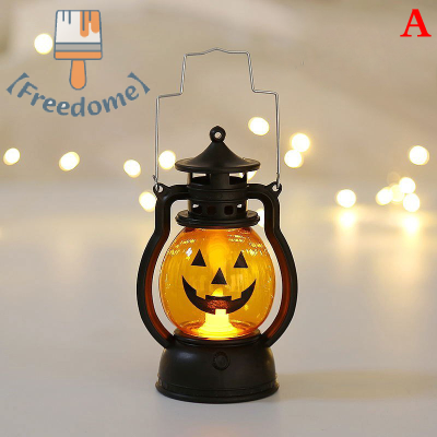 【Freedome】 LED haloween pumpkin Ghost lanter เทียนไฟตกแต่งปาร์ตี้ฮาโลวีนสำหรับ Home Holiday Bar Horror props น้ำมันโคมไฟเด็กของเล่น