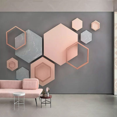 [hot]3D Stereo Hexagonal Geometric Mural Wallpaper Modern Simple Creative Art Wall Painting Living Room TV Background Wall Decor 3 D