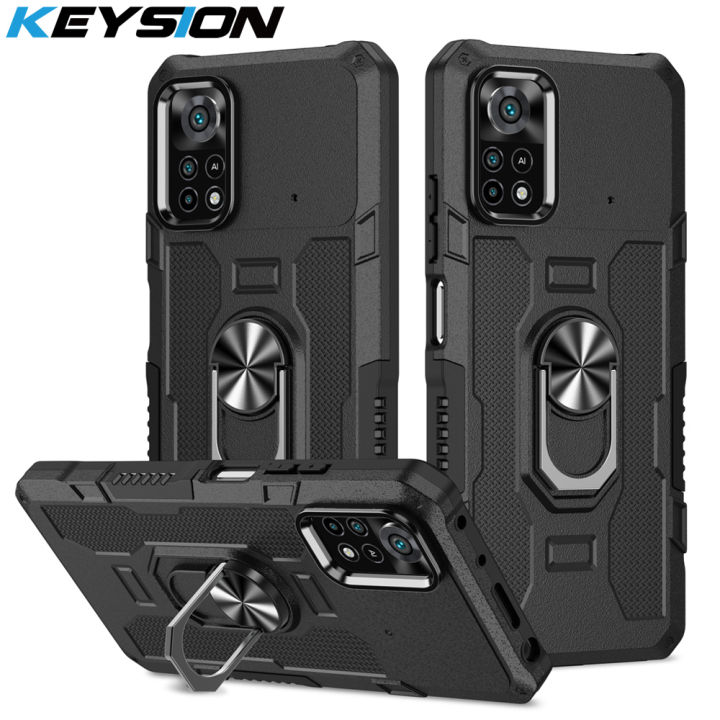 Keysion Shockproof Armor Case For Poco X4 Pro 5g X3 Nfc X3 Pro Ring Stand Phone Back Cover For 2685