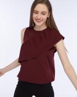 VANNSTOFF Red Tulip Blouse เสื้อเบลาส์แต่งระบายแขนกุด