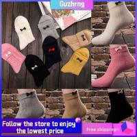 GUZHRNG Lovely Comfortable Winter Warm Two-Color Hand Sewn Fine Cotton Yarn Bowknot Socks