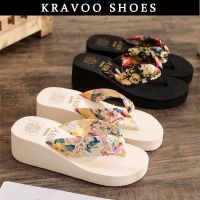 KRAVOO Bohemian Flip Flops Shoes For Women Ethnic Slippers Womens Platform Wedges Sandals Ladies Outside Beach Slides Summer