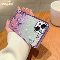 KISSCASE เคสโทรศัพท์กากเพชรไล่ระดับสีเคสกันกระแทกเคลือบ TPU สำหรับ Iphone 14 13 12 11 Pro Max