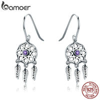 BAMOER Genuine 100 925 Sterling Silver Dream Catcher Holder Drop Earrings for Women Sterling Silver Jewelry Gift SCE394