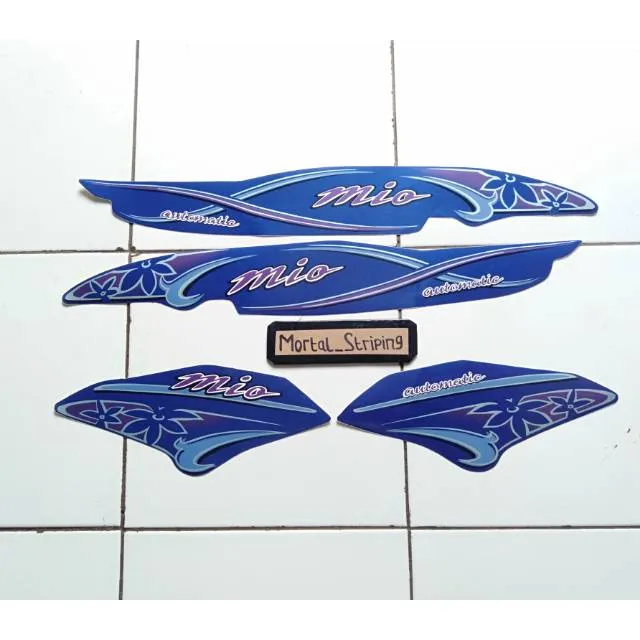 Stiker Striping Les Lis Bodi Yamaha Mio Sporty Mio Kembang Warna Biru Standar Lazada