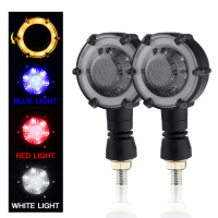 2pcs LED Motorcycle Turn Signal Lights Round Water Rotating Mode Red Blue White Motor Bulb Modified Steering Lamp