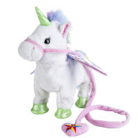 Jeriwell 35cm Electric Walking Unicorn Plush Funny Toy Talking Toy Unicorn Singing Music Stuffed Toy for Children Kids Gift