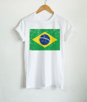 เสื้อยืดลาย ธงชาติบราซิล ประเทศบราซิล Brazil Flag เสื้อสกรีน แขนสั้น คอกลม