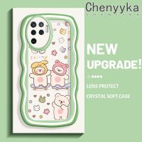 เคส Chenyyyka สำหรับ OPPO A94 4G F19 Pro Reno 5F Reno 5 Lite Reno 5K Find X3 Lite เคสลายหมีสุดสร้างสรรค์ขอบครีมน่ารักเคสโทรศัพท์โปร่งใสป้องกันเลนส์กล้องกล่องกันกระแทกเคสนิ่มซิลิโคนใส