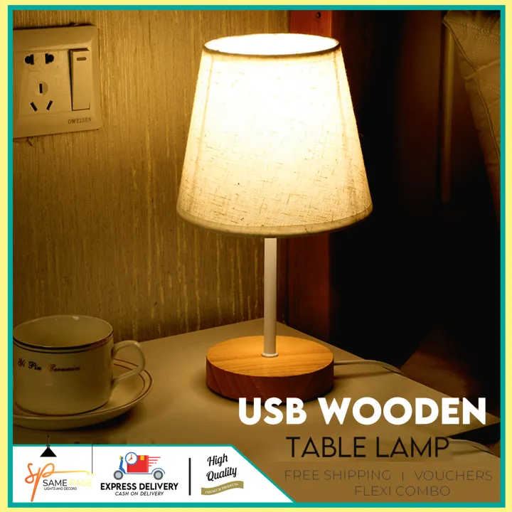 Wood Table Lamp Night Light Free, Vintage Style Wood Table Lamp