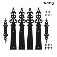 Metal Gate Door House Hinge Handle Set Decorative Garage Door Carriage  Door Hardware Black 2 Handles 4 Hinge with Screws Door Hardware  Locks