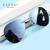 CAPONI Rimless Avation Sun Glasses For Men Discoloration Driving Fishing Polarized Sunglasses Light Weight Shades Male BS7466