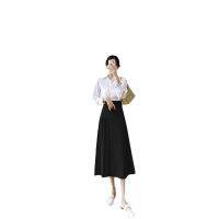 Spot parcel post Irregular Drape Pleated Skirt 2023 Fall New Suit Line Skirt Slimming High Waist Skirt Mid-Length