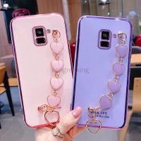 Casing Samsung a8 2018 phone case softcase silicone cover with Wristband love bracelet