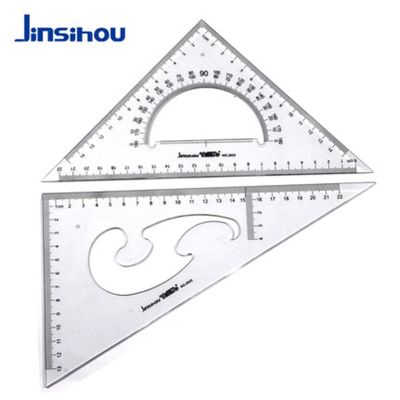 Jinsihou/Cokai Multi-function Beveled Plastic Triangle Ruler 15/20/25/30/35cm 2pcs/set Geometry Engineering Ruler Protractor