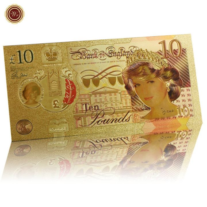 ธนบัตรทองเจ้าหญิง2019-wr-ที่เจริญรุ่งเรืองธนบัตร999ธนบัตรฟอยล์สีทอง24k-เจ้าหญิงไดอาน่าธนบัตรสิบปอนด์ทอง