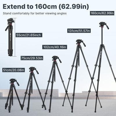 Ulanzi OMBRA 1.6เมตรขาตั้งกล้องท่องเที่ยววิดีโอ360 ° พาโนรามาแรงลากจากของเหลวกระทะขาตั้งกล้องโหลดได้สูงสุด6กิโลกรัมแผ่น Arca Swiss สำหรับกล้อง DSLR