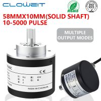 Cloweit 58มม. Incremental Rotary Encoder 10มม. เพลา Photoelectric Optical Switch AB 2เฟส10-1024-2048-5000 PPR 5-24VDC