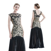 1920S Beaded Sequins Gatsby Flapper ชุดยาววินเทจผู้หญิงชุดประกายดูผ่านเซ็กซี่เก๋ใหม่ Club Dresses