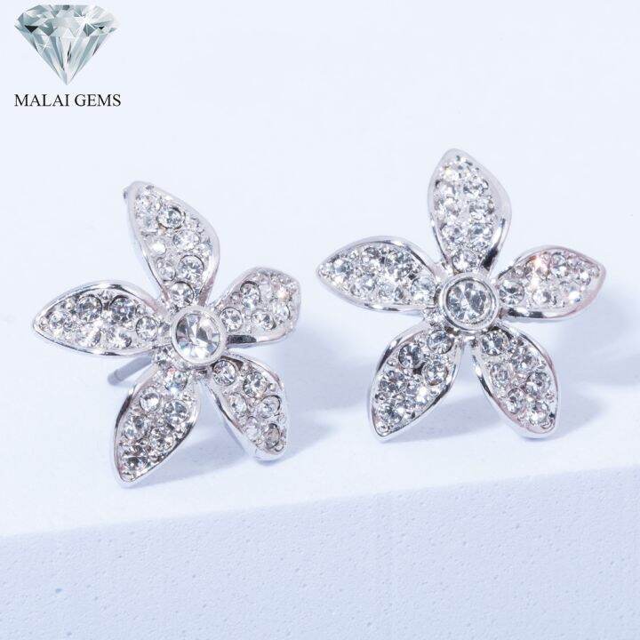 malai-gems-ต่างหูเพชร-เงินแท้-silver-925-เพชรสวิส-cz-เคลือบทองคำขาว-รุ่น-11012632-แถมกล่อง-ต่างหูcz-ต่างหูเงินแท้