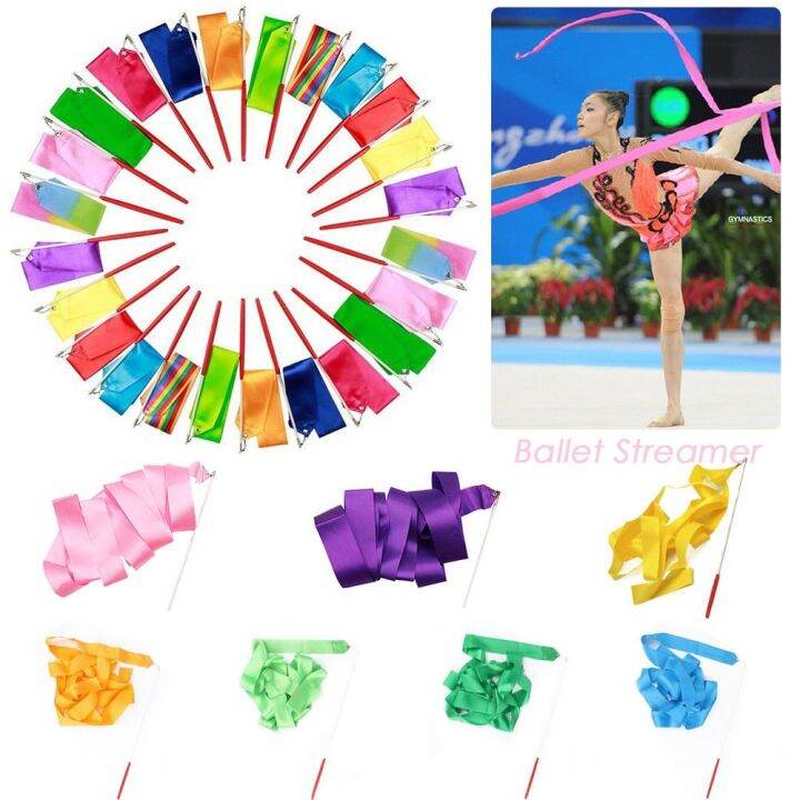 KEKB91930 2M Ballet Streamer Rainbow Stick Twirling Rod Colorful Gym