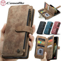 CaseMe Flip Leather Phone Case For Samsung Galaxy S21 Ultra S20 FE S10 S9 S8 Note 20 10 Plus Zipper Wallet Card Cover Coque Etui