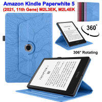 เคสป้องกันสำหรับกระดาษขาวของ Amazon Kindle 5 2021 11th Gen 6.8นิ้ว M2L3EK M2L4EK E-Book พับฝาเป็นฐานพับได้360 ° เคสหมุนได้ปกหนังนูนแฟชั่น