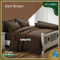 Jessica Dark Brown (Set 6ชิ้น) ชุดผ้าปู 5 ชิ้น + ผ้านวมขนาด90"x100" 1ผืน  สีพื้น