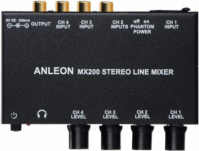 ANLEON Stereo Line Mixer four channel mixer, microphone XLR RCA mixes audio